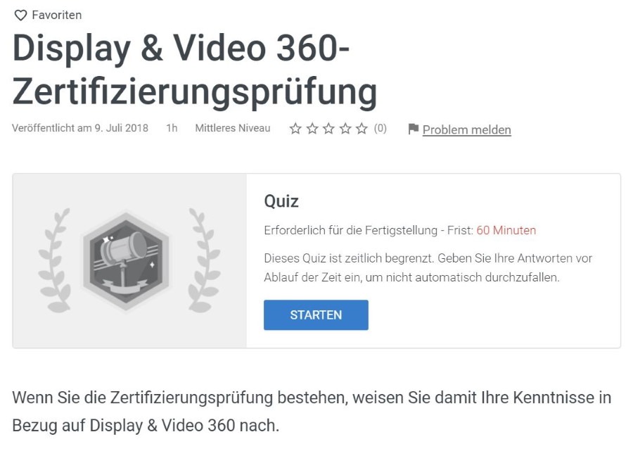 google marketing platform display video 360 pruefung Lösung: Google Marketing Platform Display & Video 360 Prüfung